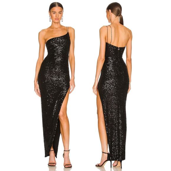 Nookie Leilani Gown One Shoulder Sequin Embellished Formal Gala Evening Party M - Picture 1 of 12